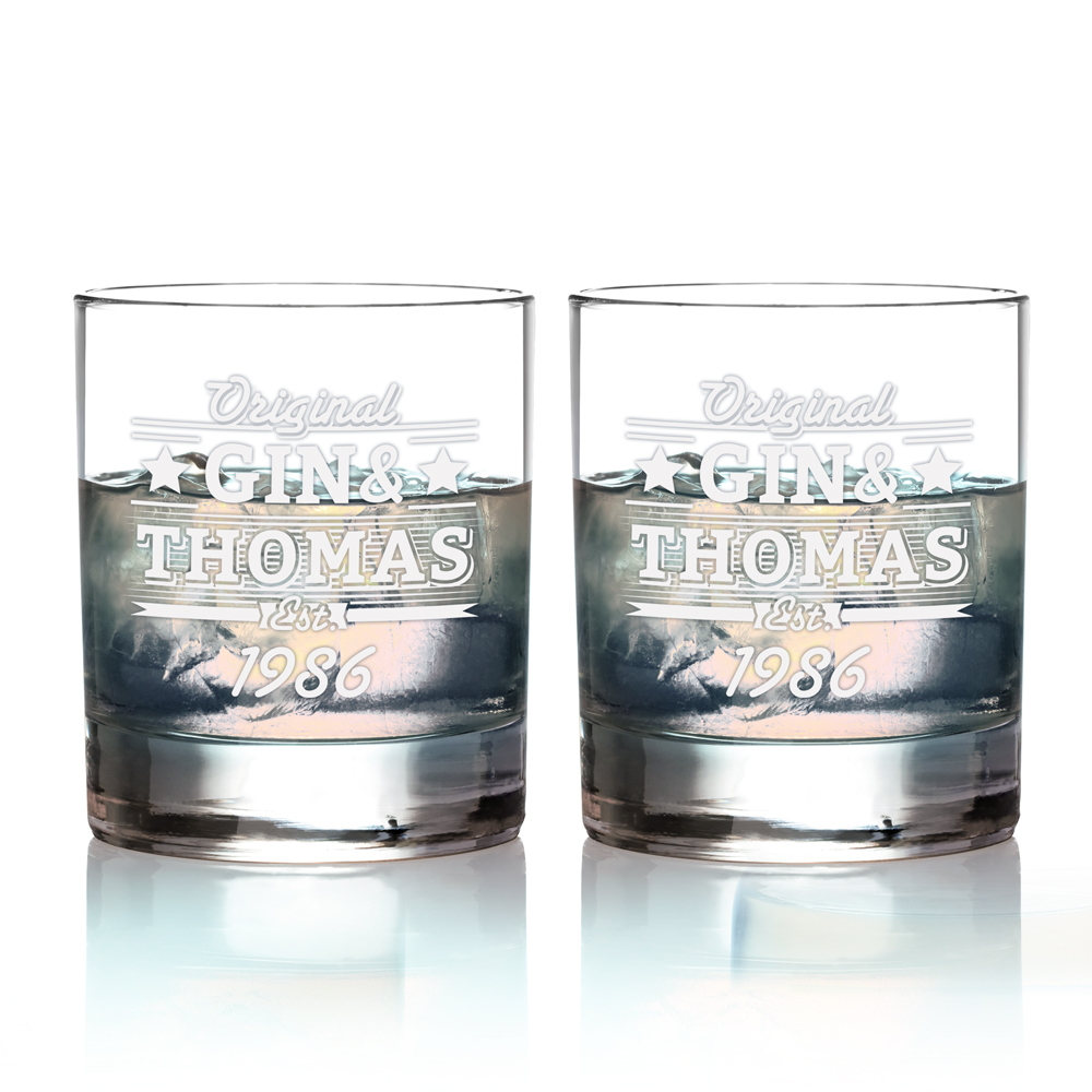 2er Set Ginglas Tumbler - Gin & Geburtstag - Personalisiert