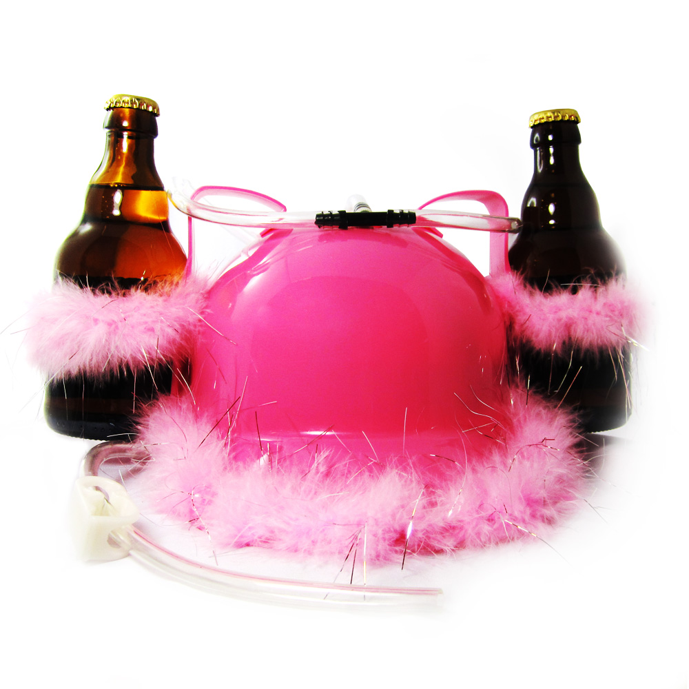 Pinker Bierhelm mit Glitzer