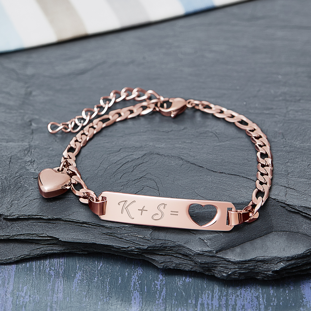 Roségold Armband mit Herzstanze - Initialen Gravur