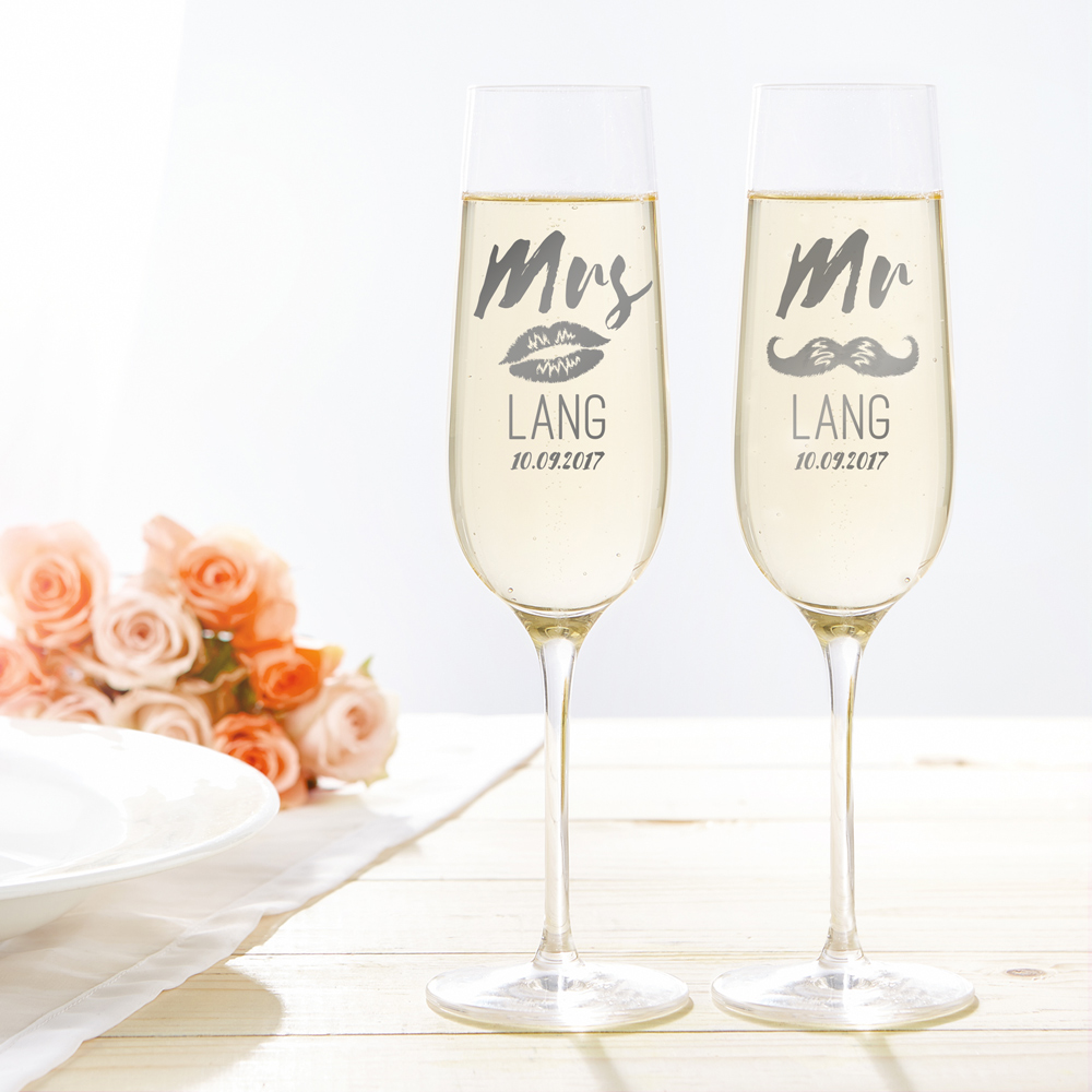 2er Set Sektgläser - Mr & Mrs - originelle Hochzeitsgläser, originelle Hochzeitsgläser, Braut, Geschenke für Männer , Bräutigam