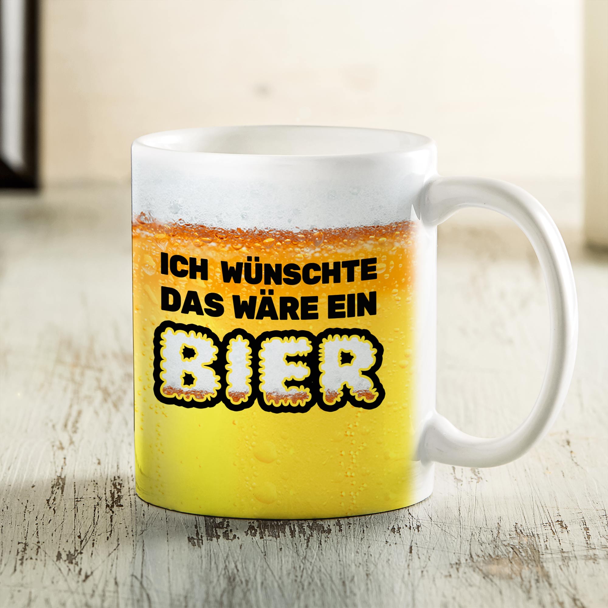 Tasse mit Spruch - Bier Kaffeebecher