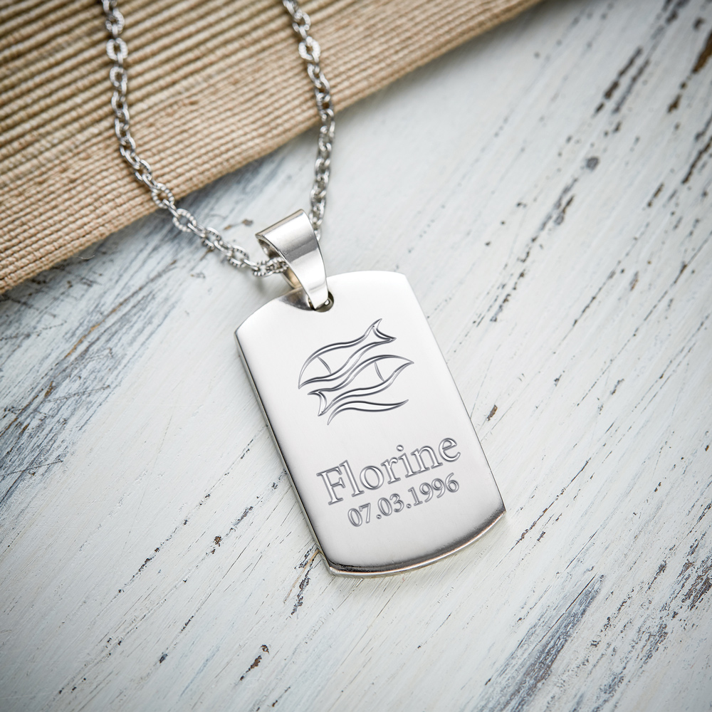 Dog Tag Kette mit Gravur - Sternzeichen - personalisiert