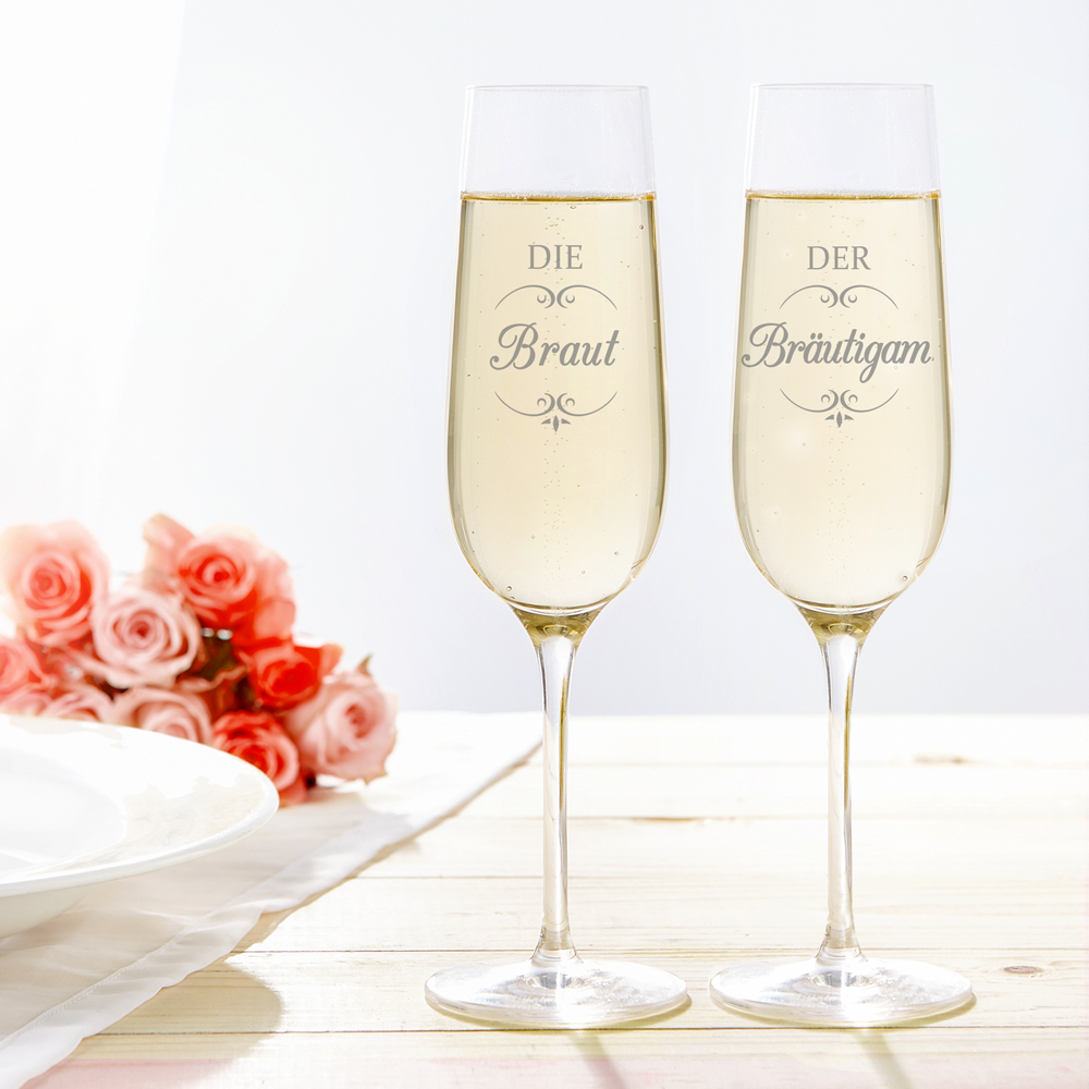 2er Set Sektgläser - Braut und Bräutigam - Zur Hochzeit, Hochzeit, Braut, Geschenke für Männer, Bräutigam